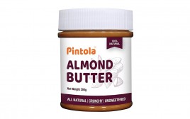 Pintola Almond Butter Crunchy All Natural Unsweetened  Plastic Jar  200 grams